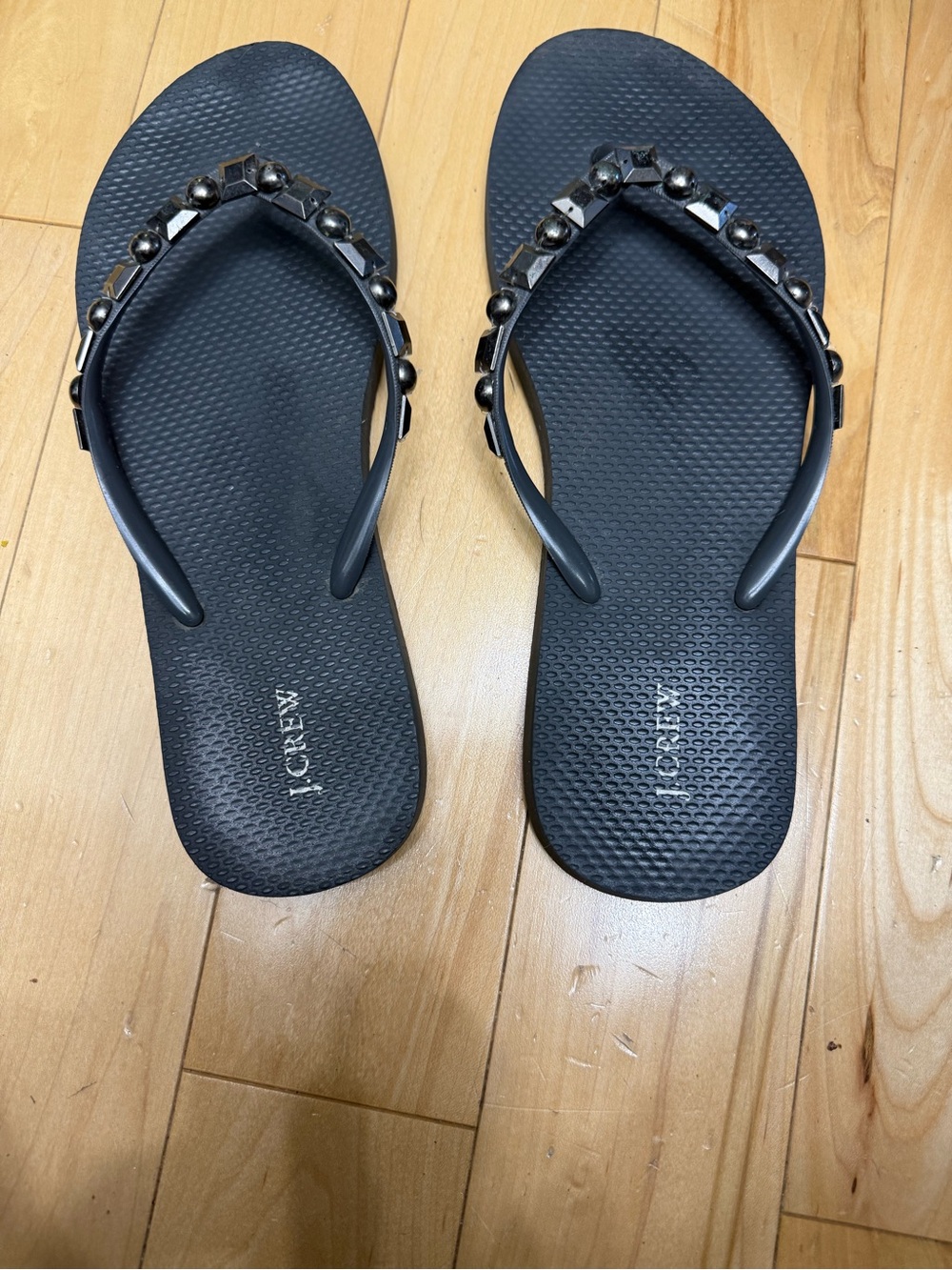 J.Crew studded / embellished rubber flip-flops 9